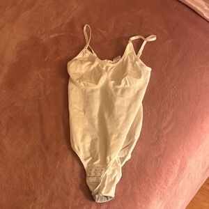 Cream/White Spaghetti Strap Bodysuit XL